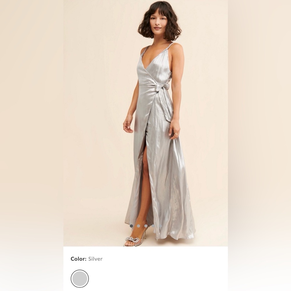 Free People Jocelyn Wrap Maxi Dress Silver